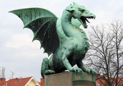 Beeld van een draak in Ljubljana
