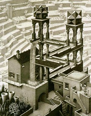 Een nep perpetuum mobile van M.C. Escher