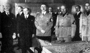 Chamberlain,  Daladier, Hitler, Mussolini en Ciano